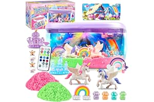 Plunack Kit de Terrarium Magique pour Enfant, Activité Créative avec Licorne à Fabriquer Soi-Même, Veilleuse avec télécommande - Cadeau Licorne Idéal pour Filles de 3 à 7 Ans, Jardin Licorne Lumineuse