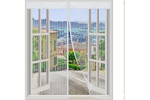 Anpro Mosquitera Ventana Magnetica,Cortina de Ventana para Prevenir Mosquitos y Insectos(Anti-Mosquito Blanco,130cm*150cm)