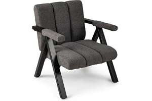 COSTWAY Fåtölj vardagsrum, vadderad loungefåtölj med armstöd och metallram, modern soffstol, relaxfåtölj för vardagsrum, sovr
