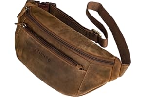 STILORD 'Bryce' Marsupio in Pelle Cintura Uomo Donna Vintage Borsa a Tracolla Borsello Zainetto Monospalla con Tasche Cerniera per Festival Montagna, Colore:marrone medio