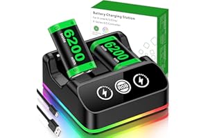 BEBONCOOL GAMING 2X 6200 mWh Akku für Xbox One/Series S/X Controller, Ladestation mit coolem RGB-Licht, wiederaufladbares Akkupack kompatibel mit Xbox Series X|S Xbox One S/X/Elite Wireless Controller