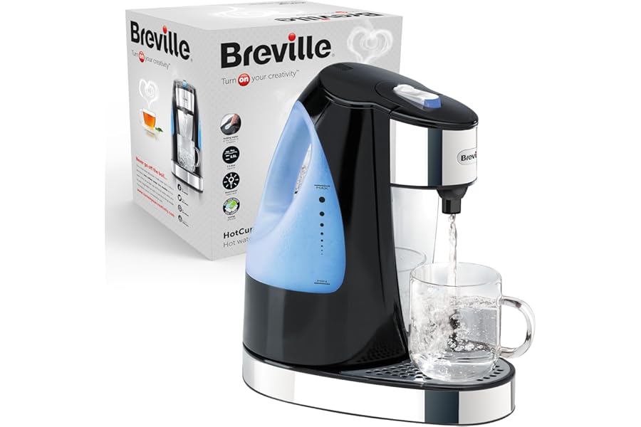 Breville HotCup Hot Water Dispenser | 3kW Fast Boil |1.5L | Energy-Efficient | Gloss Black [VKJ142]