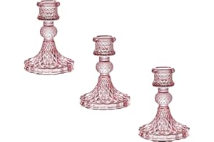 ENJINKAIL Glass Candle Holder - Taper Candlestick Holders, Decorative Candle Sticks Set of 3, for Formal Events, Wedding, Church, Table Centerpiece Decoration
