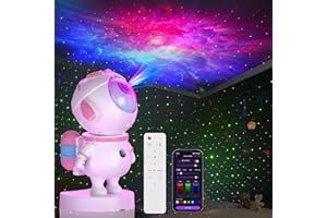 GAEFURY Astronaut Galaxy Projector,Space Star Projector,Galaxy Night Light with Remote and App Control 360°Adjustable,Ceiling Projector for Kids Bedroom,Christmas,Birthdays,Valentine's Day (White and Pink)
