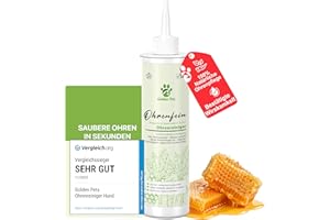 Golden Pets TESTURTEIL SEHR GUT Ohrenreiniger für Hunde & Katzen **VERGLEICHSSIEGER** 100% natürliche Ohrenspülung gegen Juckreiz, Entzündung & Ohrenschmalz I Ohrenpflege, 250ml