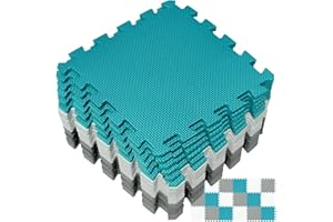 Yostrong® 18 Dalles Tapis Puzzle Mousse de Sol pour Enfant - Tapis d Eveille Bebe | Tapis de Sport Fitness Antidérapant. Blanc, Gris, Vert foncé. YOC-ALPb18N