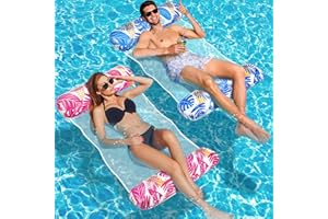 ‎AMTEKER Amteker Luftmatratze Pool XL, 2 Stück Wasserhängematte Erwachsene, 4 in 1 Luftmatratze Wasser Pool Zubehör Spaß, Pool Spielzeug, Aufblasbarer Wasserspielzeug Hängematte Erwachsene