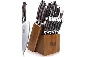 HOSHANHO Set Coltelli da Cucina da 16 Pezzi, Set Coltello da Chef Professionali in Acciaio Inossidabile Giapponese, Coltello da Cucina Ultra Affilati con Affilatore