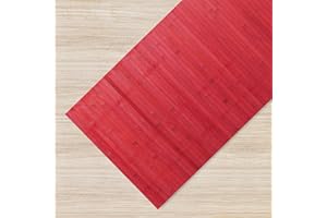 ILGRUPPONE Il Gruppone Passione Casa Tappeto Passatoia in Vero Bamboo Tappeto Cucina Ingresso in Legno Antiscivolo Aderente Lavabile E Antimacchia Tagliabile - Bordeaux - 50x150 cm