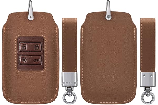 kwmobile Accessoire Clef de Voiture Compatible avec Renault Smart Key 4-Bouton (Keyless Go Uniquement) - Coque de clé de Voiture en Simili Cuir et Simili Daim - Marron Clair-Marron
