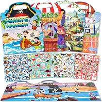 GUYUCOM 2 Livres D’Autocollants Réutilisables – Thèmes Océan, Monde & Fée – Jouet Éducatif Dès 2 Ans – Sans Colle, Imperméable – Idéal Voyage