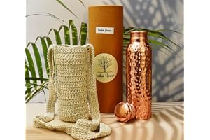 India House | Pure Copper Water Bottles | Seamless Leak Proof Copper Bottle | Perfect Ayurvedic Copper Bottle (Hammereed)