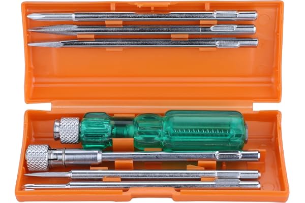 TAPARIA Screw Driver Set with Bulb - 840 (Neon, Silver and Green)