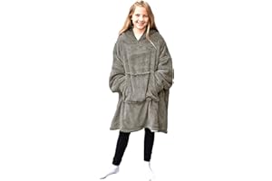 HOMELEVEL Kinder Sherpa Hoodie Pullover - Pulli mit Kapuze für Jungs und Mädchen - Kuschel Sweatshirt oversized - Kuschelpullover - 100% Polyester