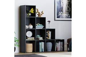 Vida Designs Durham Schody regał na książki, organizer do przechowywania, meble do salonu (10 sześcianów, czarny)