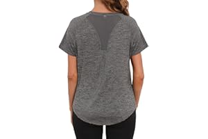 Gyabnw Tee Shirt Sport Femme T-Shirt à Manches Courtes Été T-Shirts et Tops de Sport Femme à Séchage Rapide Top de Fitness Haut Yoga Pilates Jogging