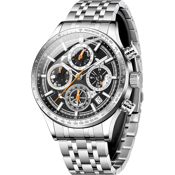 Orologio Uomo SAPPHERO – Quadrante Con Motivo Solare, Acciaio Inossidabile, Movimento Al Quarzo, Resistente 50M, Luminoso E Con Data