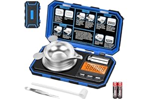 Onherm Digital Feinwaage, 50g/0.001g Elektronische Milligramm Waage, MG Waage mit Kalibriergewichten, Präzisionswaage zum Wiegen von Pulvern, Schmuck, Essen, mit Pinzette, Waagschale und Schaufel