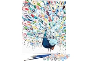 SULISO Peinture par Numero Adulte, Kit Peinture Adulte Enfant Comprend des Peintures Acryliques et des Pinceaux Sans Cadre,Paon bleu 40x50 cm