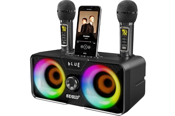 Système de Karaoké Portable,Tout-en-Un Karaoké Complet avec 20W Enceinte Bluetooth,2 Microphones Karaoké sans Fil et Fente pour Microphone Rechargeable,Enceinte Sono Complet pour Fête, Domicile
