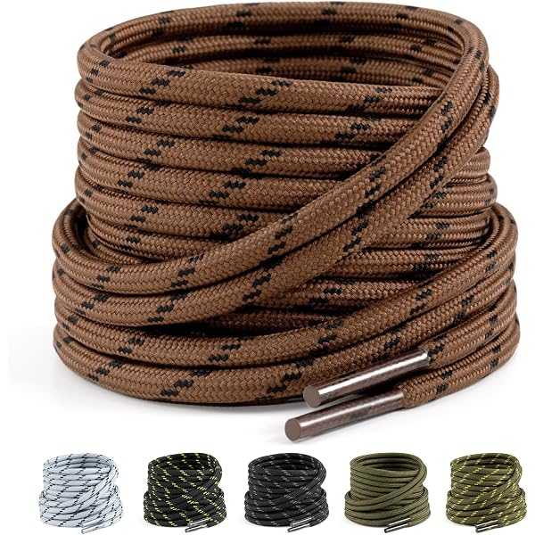 Lacets Ronds Bottes (2 Paires) - Nylon 4,5 Mm, Pour Randonnée, Chasse, Travail - Couleurs Variées