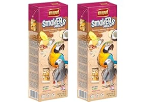 Vitapol Smakers® Parrot Treat Sticks – Variety of Snacks for Budgies, Cockatiels & Large Parrots | Natural Fruit, Egg, Honey, Seed | Vitamin-Rich Snacks, Health & Plumage Support (Nut-Coconut, 900g)