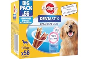 Pedigree Dentastix - Friandises pour grand chien, 56 bâtonnets à mâcher pour l'hygiène bucco-dentaire (8 sachets de 7 Sticks)