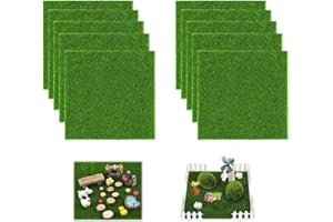 DIYCUT 10 Pièces Gazon Artificiel 15 x 15 cm, Fausse Pelouse Exterieur, 5 mm Épais, Miniature Tapis Gazon, pour Décoration de Jardin, Balcon,Terrasse et Décoration Paysagère