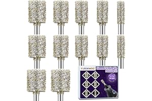 YURINWOO Zestaw frezów diamentowych o ziarnistości 50, 12 sztuk diamentowych frezów do kamienia, diamentowych frezów z trzonkiem 3 mm, dopasowanie do rzeźbienia w kamieniach, szkle, ceramice, szlifowaniu,