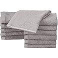 Amazon Basics Face Towels for bathroom, 100% Cotton Extra Absorbent washcloth, Fast Drying - salon towel - 12-Pack, Grey (30 x 30 cm)