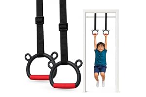 YUNZYLO Gymnastic Rings for Kids, 1 Pair with 200 cm Adjustable Straps, 400 kg Load Capacity, Gymnastics Equipment for Kids, Hanging Exercise Rings for Indoor Home Gym and Outdoor Play