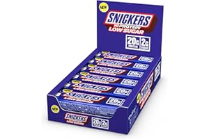 Snickers - Milk Chocolate Low Sugar Protein Bars | 12 x 57g Pack, Only 2g of Sugar per bar, Hi Protein Energy Snack, 20g Protein