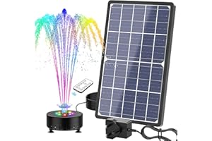 AISITIN 14W Rechargeable Solar Fountain with LED Colorful Lights, 4400mAh Battery, Remote Control & Superior Solar Glass Panels, DIY Solar Powered Water Fountain Pump for Bird Bath, Pond, Pool
