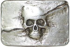 FRONHOFER Antique Silver Skull Belt Buckle for 1.5 inch Belts