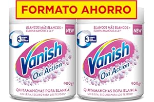 Vanish Oxi Action - Quitamanchas y Blanqueador para Ropa Blanca, en Polvo, Sin Lejía - 900 g (Paquete de 2)