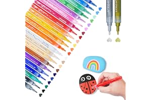 ‎TBC THE BEST CRAFTS TBC The Best Crafts Acrylstifte Wasserfest, 24 Stück Steine Bemalen Stifte, Bunt Permanent Marker Glasmalstifte Satz für Holz, Leinwand, Glas, Papier, Keramik