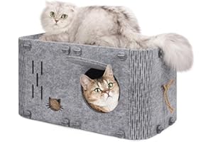 Aitmexcn Katzenhöhle Abnehmbar Stabilem Filz, 56x30x30 cm Katzen Höhle Warm Indoor, Katzenbett Höhle Waschbar zum Liegen, Entspannen und Spielen verwendet Werden