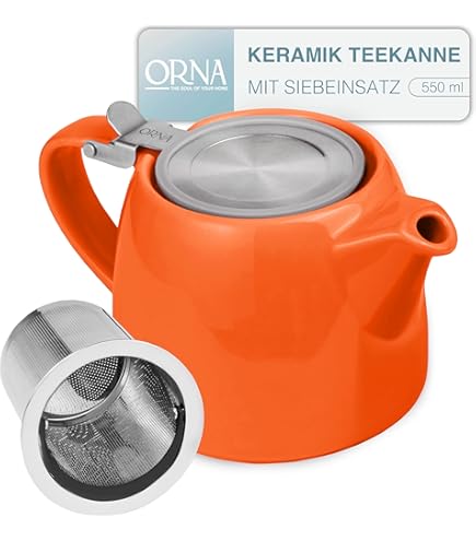 Theepot met zeefinzetstuk, 500 ml, isolerende theepot keramiek met