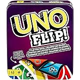 UNO FLIP! - L'elettrizzante variante del gioco per tutta la famiglia in una scatola in metallo, 112 carte fronte/retro e cart