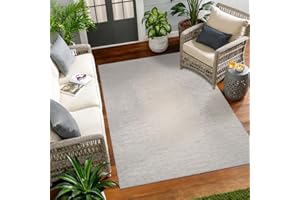 Livabliss Kemer Indoor Outdoor Rug - Large Boho Rugs for Living Room 160x220 cm Dining, Kitchen Carpet, Patterned Neutral and Coloured Rugs, Waterproof, Stain Durable - Ivory and Light Grey
