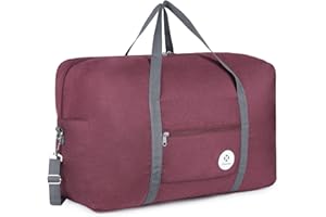 Narwey Bolsa de Viaje Plegable Equipaje de Mano Mochila Avion Bolsa de Fin de Semana Bolsa de Deporte 40L(Burgundy)