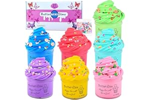 JAMDESDW 7 Pack Fluffy Butter Slime Kit, Super Soft and Non-Sticky, DIY Slime Kit Party Favors for Girls and Boys, Suitable Easter Basket Filler or Birthday Gift