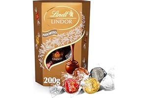 Lindt LINDOR Mixed Chocolate chocolates 200g - 16 soft melting chocolates - Milk chocolate, Dark chocolate, White chocolate & Hazelnut chocolate