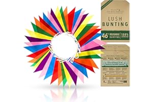ITSY BITSY PARTY CO Premium Reusable Bunting Banner - Bunting Outdoor Waterproof - As Seen on TV - Polyester Fabric Bunting - Outdoor Party Decorations, Garden Bunting,Festival/Birthday Decoration (46ft,42 Large Flags)