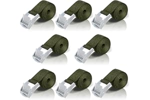 SOMLAW Correa de Amarre 1M, 8 Piezas Cinchas de Amarre con Correas Tensoras de Presión, Cinturón Tensor de Carraca con Hebilla para Portaequipajes de Coche, Portabicicletas, Surf, Kayak, Motocicletas
