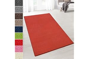 ‎KARAT KARAT Kurzflor Teppich - Teppich Läufer für Wohnzimmer, Schlafzimmer, Kinderzimmer, Küche, Flur, Deko - Flauschiger Velours-Flor (Dynasty, Rot, 100x200 cm)