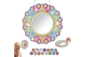 StarryTiger 5D Diamond Painting Mirror, Diamanti Mandala Specchio Giocattoli, Specchio Trucco Kit, Regali per Bambine di 5 6 7 8 9 10 11 12 Anni, per Decorazione Casa Salotto Parete (01)