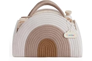 Coreint Nappy Caddy - Baby Diaper Bag Organizer, Cotton Rope Storage Basket for Newborn Boys and Girls, Baby Gift, Newborn Essentials, Rainbow Style