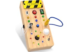 GOLMUD Montessori Busy Board ab 1 Jahr Activity Board Spielzeug Baby Sensorisches Lernspielzeug LED Holzspielzeug Lichtschalterspielzeug Motorikspielzeug Geburtstagsgeschenk für Jungen und Mädch 1 2 3 4 jahr