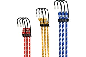 CASAWAY 9-Pack, Elastic Bungee Cords with Hooks - 30cm, 45cm, 60cm (3 Pcs Each) – Bungee Straps with Hooks Perfect for Securing Luggage, Cargo, Car Loads, Racks, Trunks, Camping